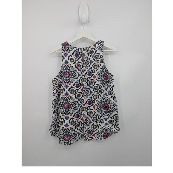 Ann Taylor Factory Linen Blend Tank Button Back Women's Small Beach Floral - Picture 2 of 7